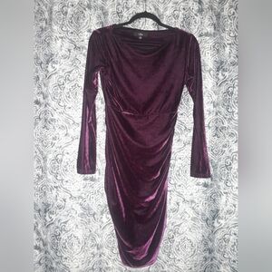 Lulu's Deep Purple Velvet Long Sleeve Dress